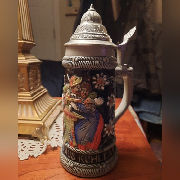 King-werks Other - German Beer Stein with Pewter Lid Vintage 1970s